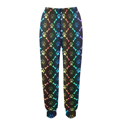 Paw Rainbow Pattern Print Design A01 Women's Casual Track Pants