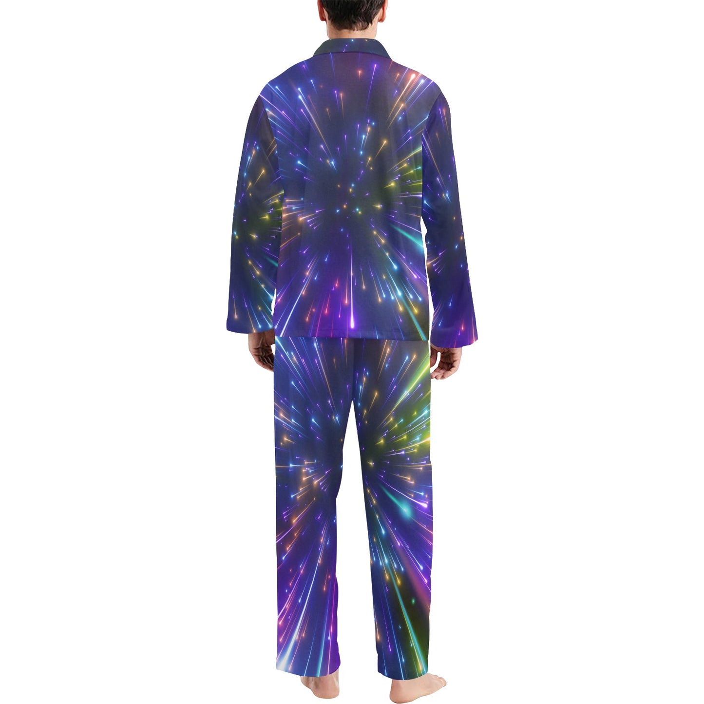 Celestial Rainbow Speed Light Men's Long Pajama Set