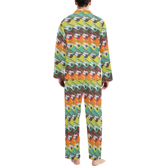 Electric Guitar Print Design LKS401 Men's Long Pajama Set