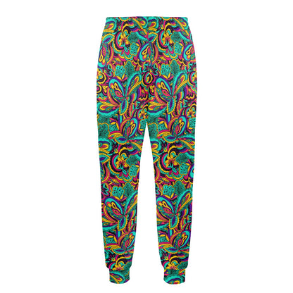 Psychedelic Trippy Floral Design Men's Casual Track Pants