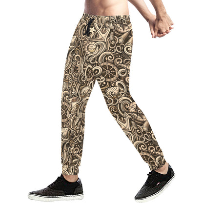 Nautical Tattoo Design Themed Print Men's Sweatpants