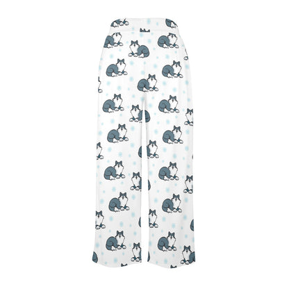 Alaskan Malamute Pattern Print Design 03 Women's Wide Leg Lounge Pants