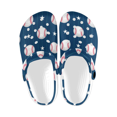 Baseball Star Print Pattern Unisex Clogs Shoes