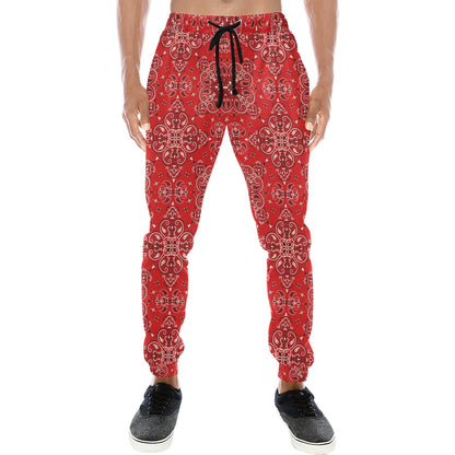 Bandana Red Pattern Print Design LKS3010 Men's Sweatpants