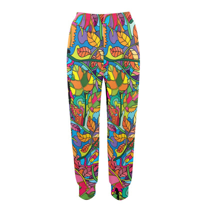 Psychedelic Trippy Flower Print Women's Casual Track Pants