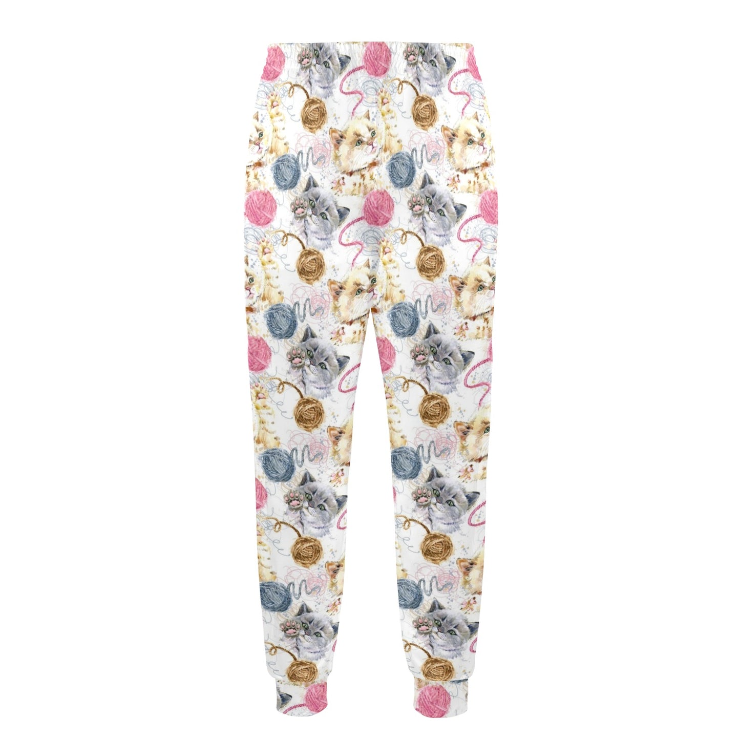 Cat Playing Yarn Pattern Print Design 07 Men's Casual Track Pants