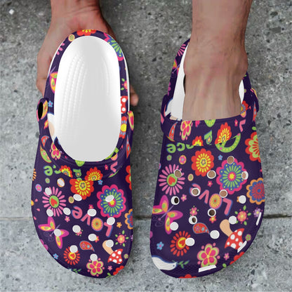 Flower Power Peace Design Print Unisex Clogs Shoes