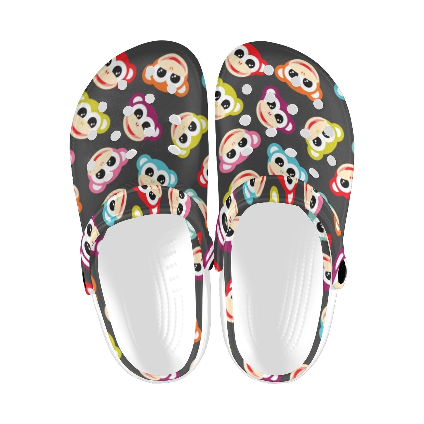 Monkey Head Design Themed Print Unisex Clogs Shoes