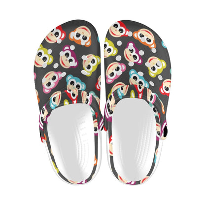 Monkey Head Design Themed Print Unisex Clogs Shoes