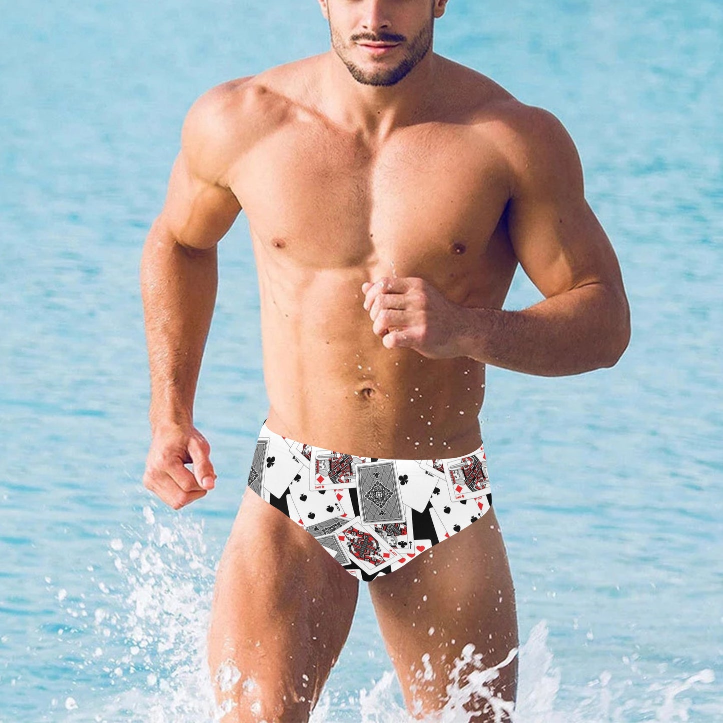 Poker Cards Pattern Print Design A04 Men's Swimming Briefs