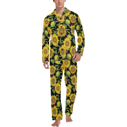 Sunflower Print Design LKS302 Men's Long Pajama Set