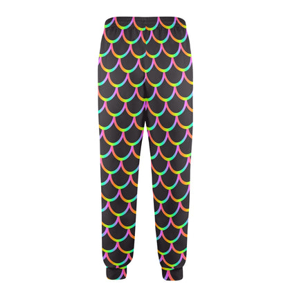 Mermaid Tail Rainbow Design Print Men's Casual Track Pants