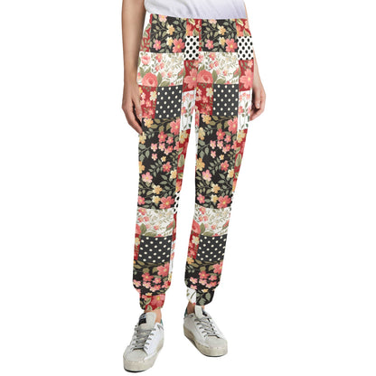Patchwork Flower Pattern Print Design 03 Women's Casual Track Pants