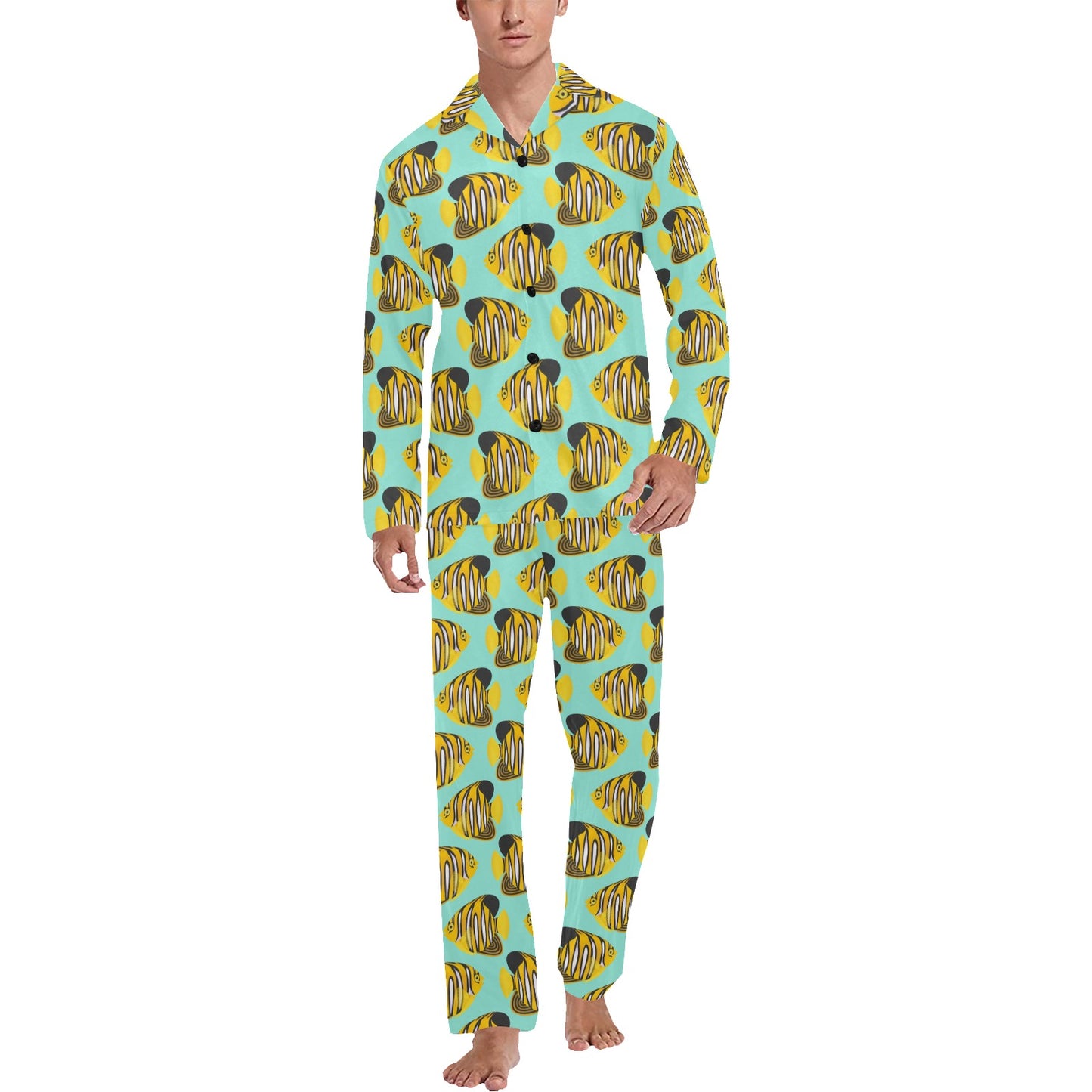 Angelfish Print Design LKS402 Men's Long Pajama Set