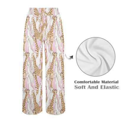 giraffe Design Print Pattern JJ0269 Women's Wide Leg Lounge Pants