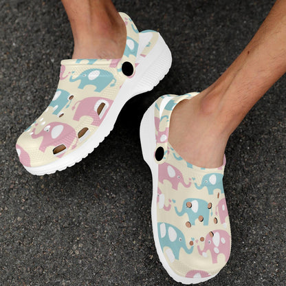 Elephant Baby Pastel Print Pattern Unisex Clogs Shoes
