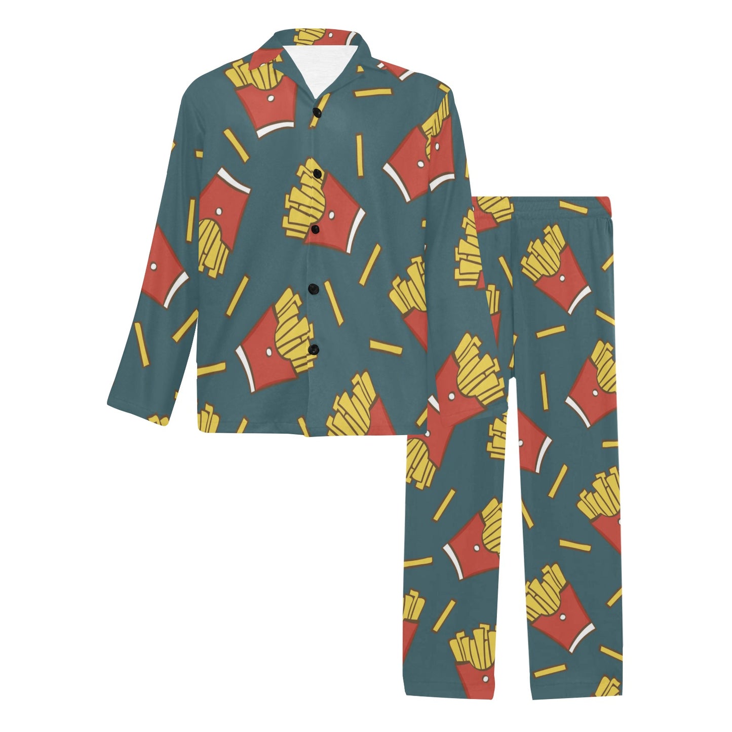 French Fried Pattern Print Design 04 Men's Long Pajama Set