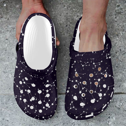 Zodiac Star Pattern Design Print Unisex Clogs Shoes