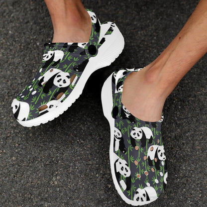 Panda Bear Bamboo Themed Print Unisex Clogs Shoes