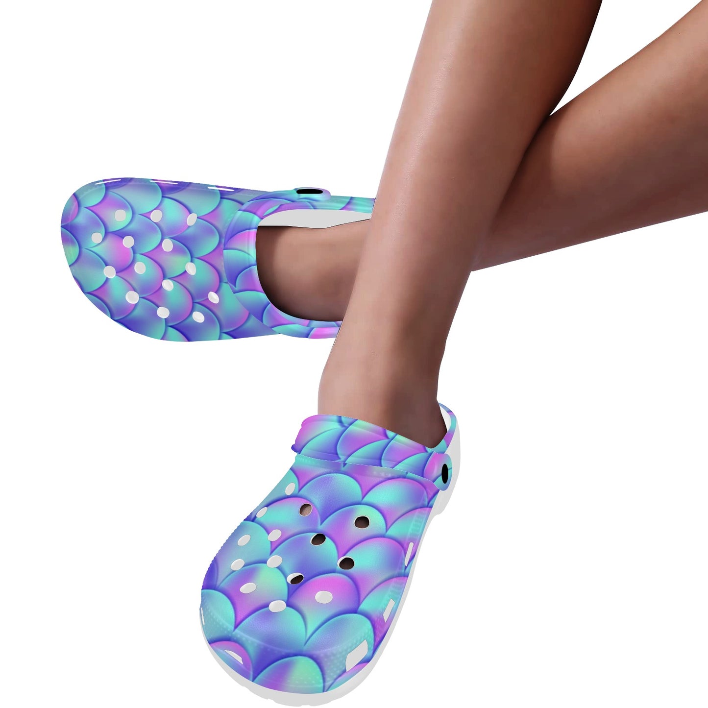 Mermaid Tail Design Print Pattern Unisex Clogs Shoes