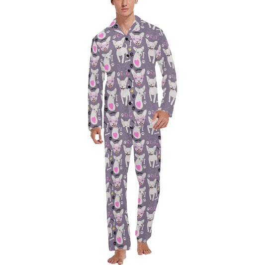 Chihuahua Happy Pattern Men's Long Pajama Set