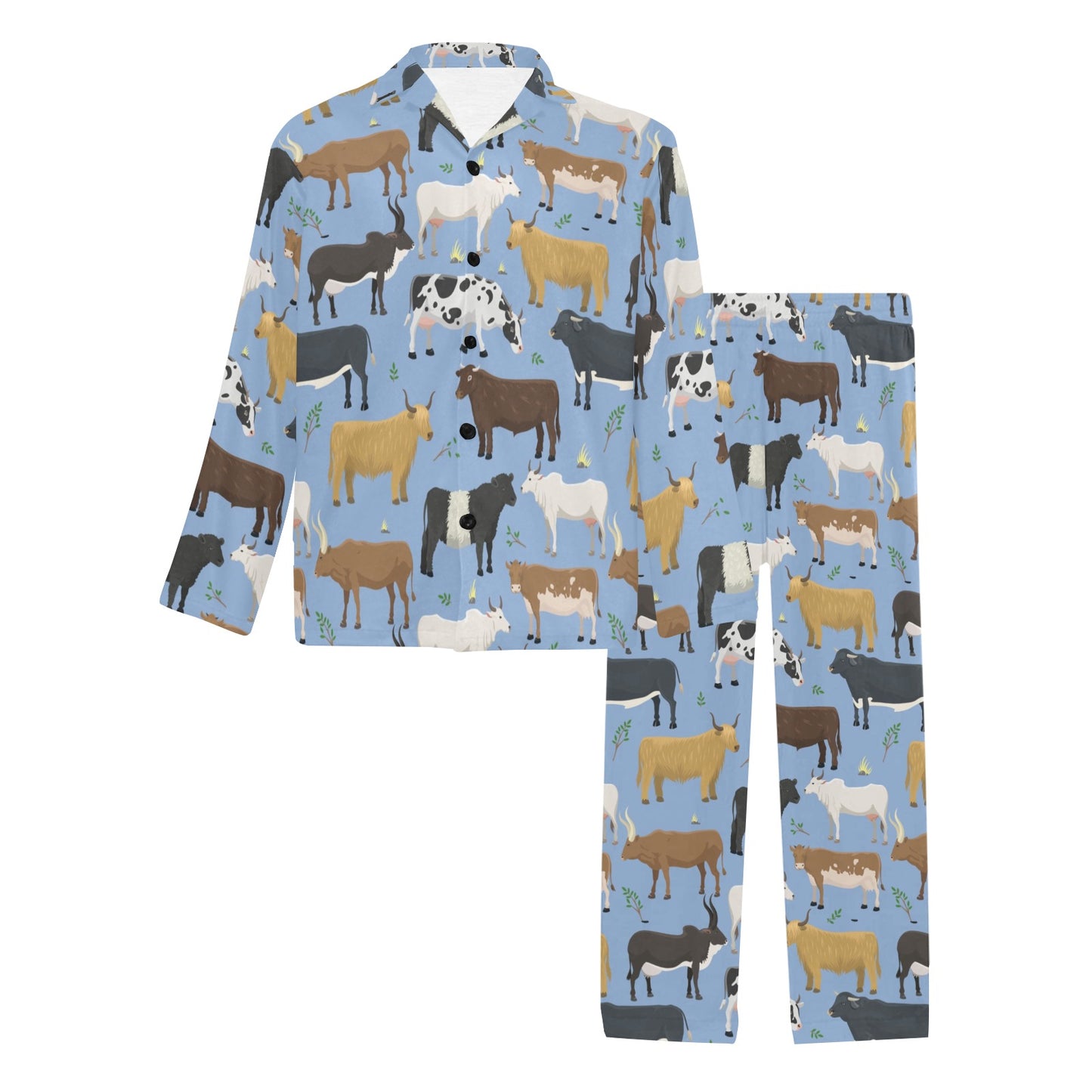 Cattle Pattern Print Design 02 Men's Long Pajama Set