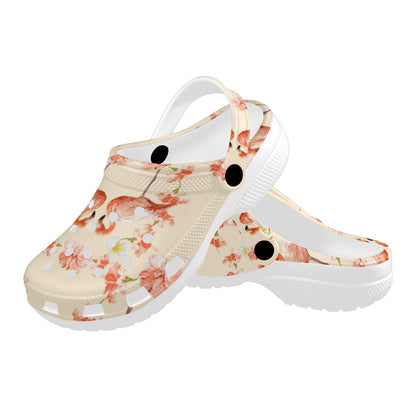 Flamingo Hibiscus Print Pattern Unisex Clogs Shoes