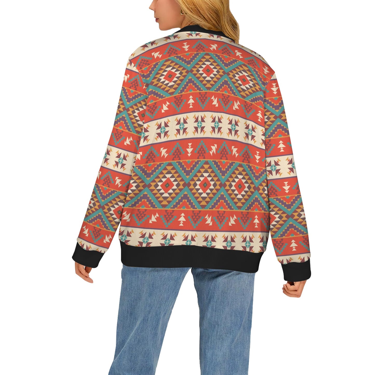 Aztec Red Print Pattern Women's Cardigan