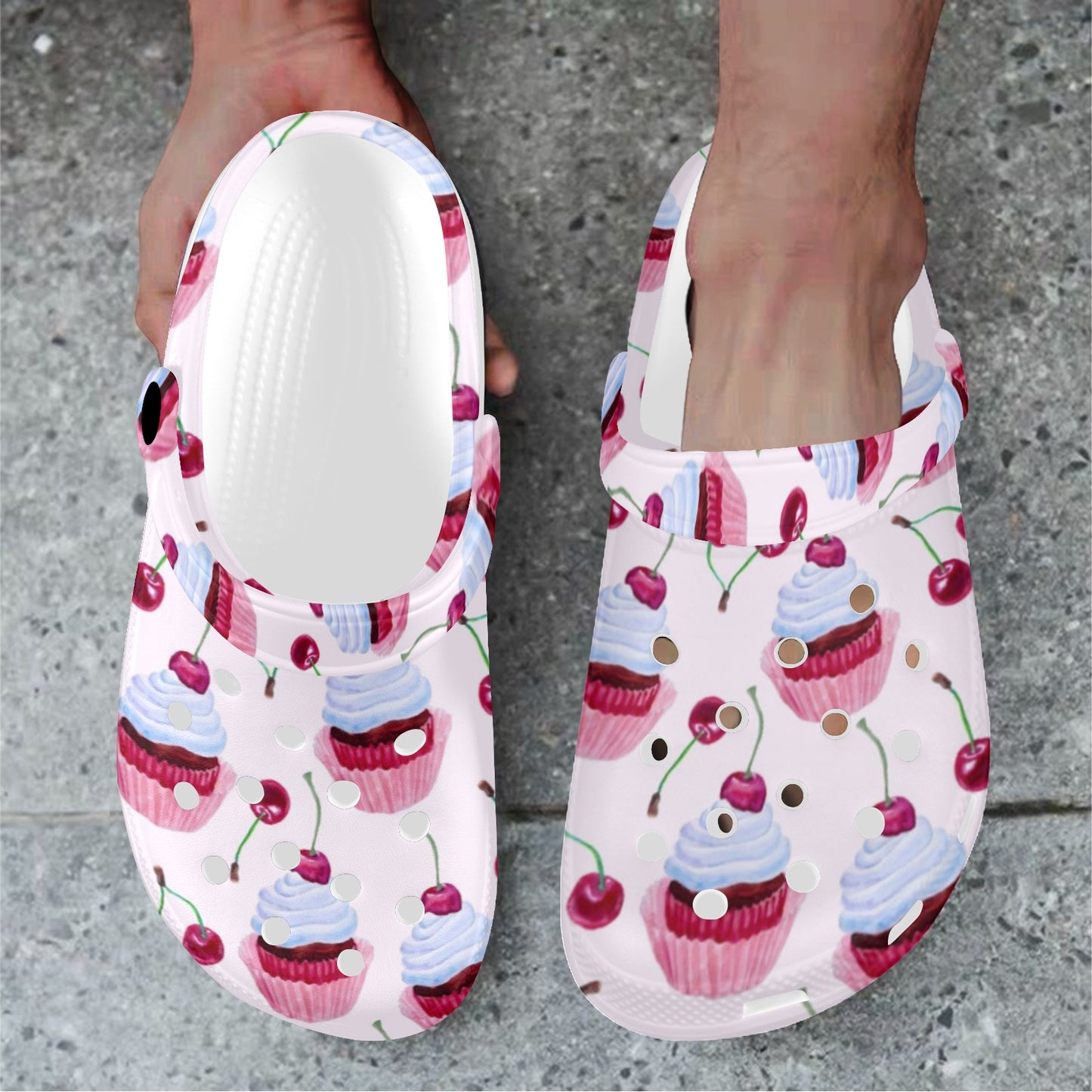 Cherry Cupcake Pink Pattern Unisex Clogs Shoes