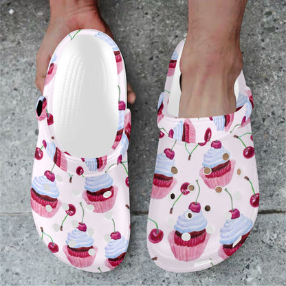 Cherry Cupcake Pink Pattern Unisex Clogs Shoes