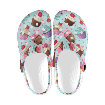 Cupcakes Fancy Heart Print Pattern Unisex Clogs Shoes