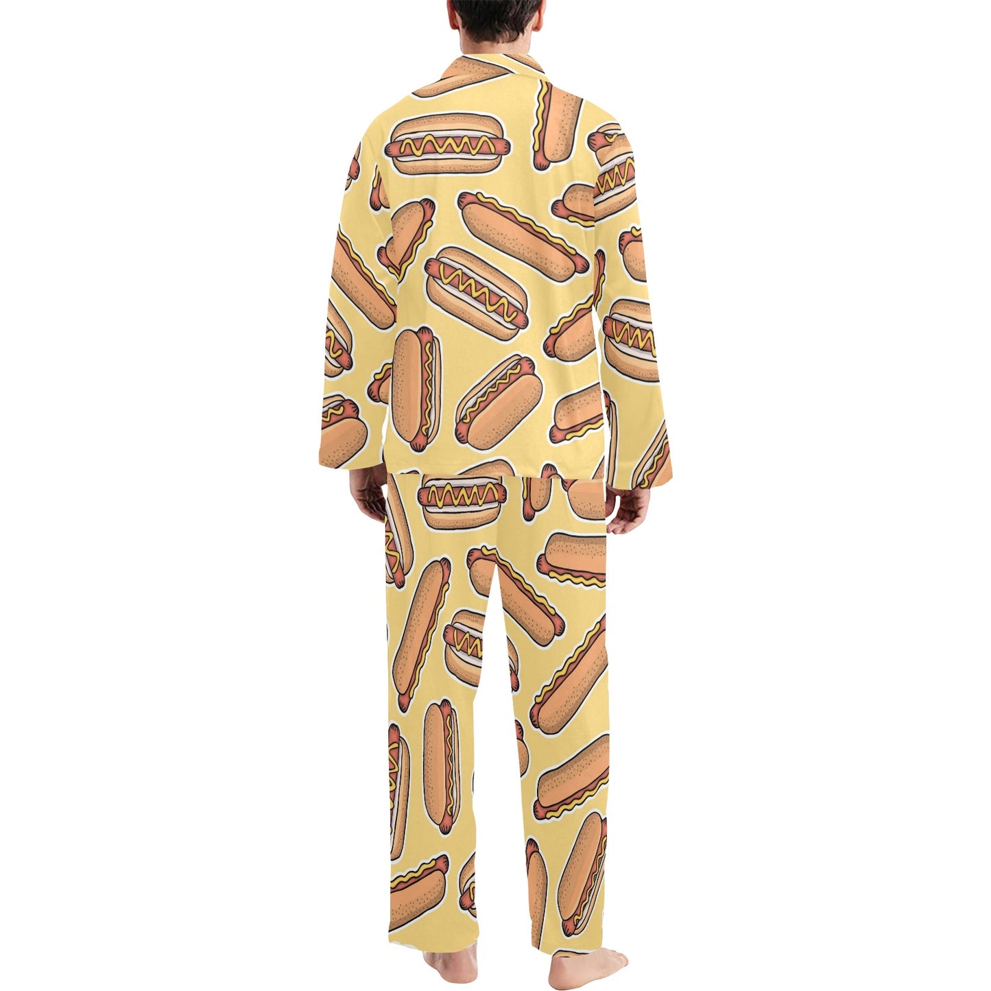 Hot Dog Pattern Print Design 01 Men's Long Pajama Set