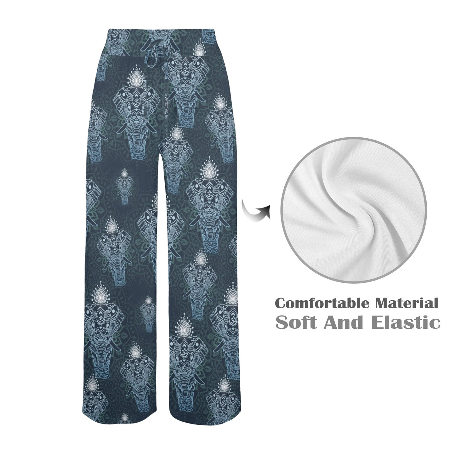 Elephant Mandala Women's Wide Leg Lounge Pants