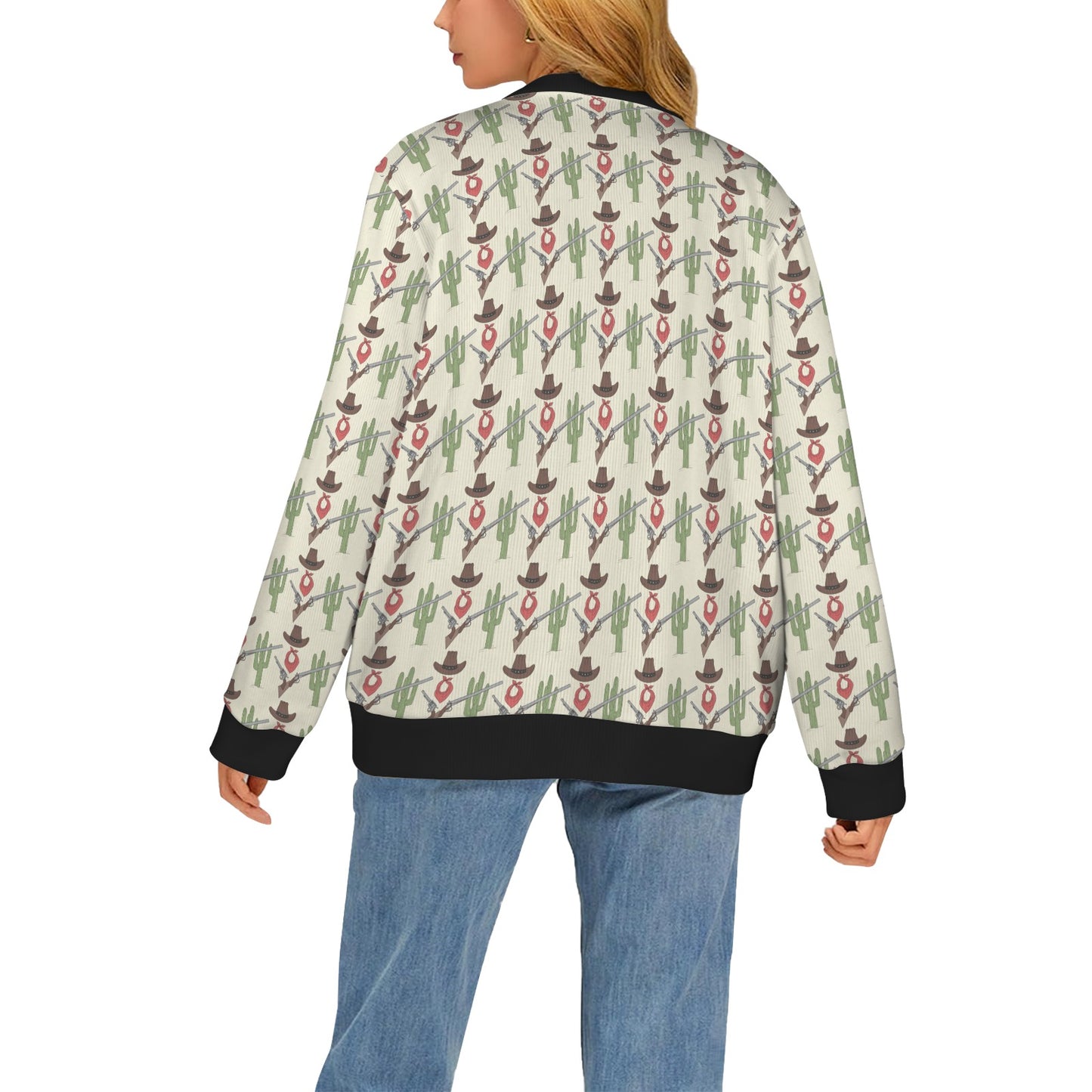 Western Cowboy Print Women's Cardigan