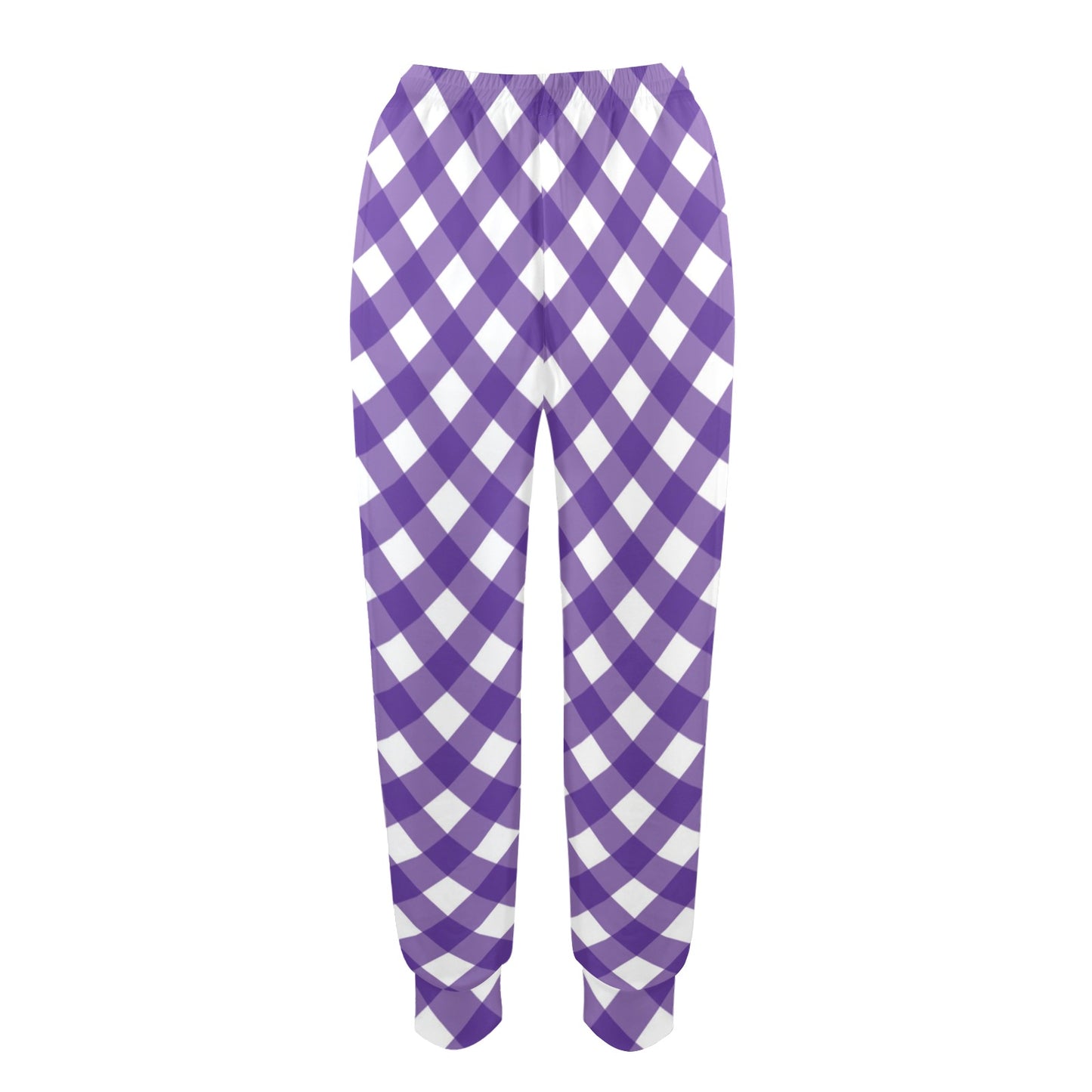 Gingham Purple Pattern Print Design 03 Women's Casual Track Pants