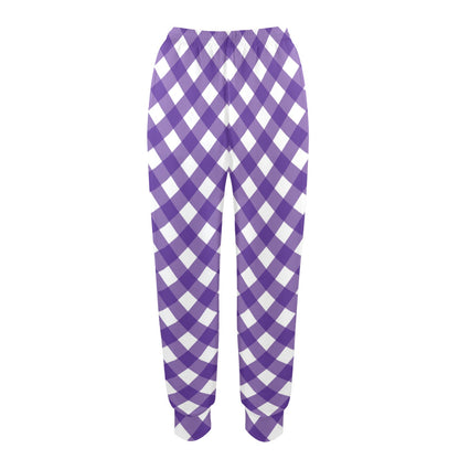 Gingham Purple Pattern Print Design 03 Women's Casual Track Pants