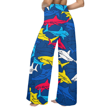 Shark Color Pattern Women's Wide Leg Lounge Pants