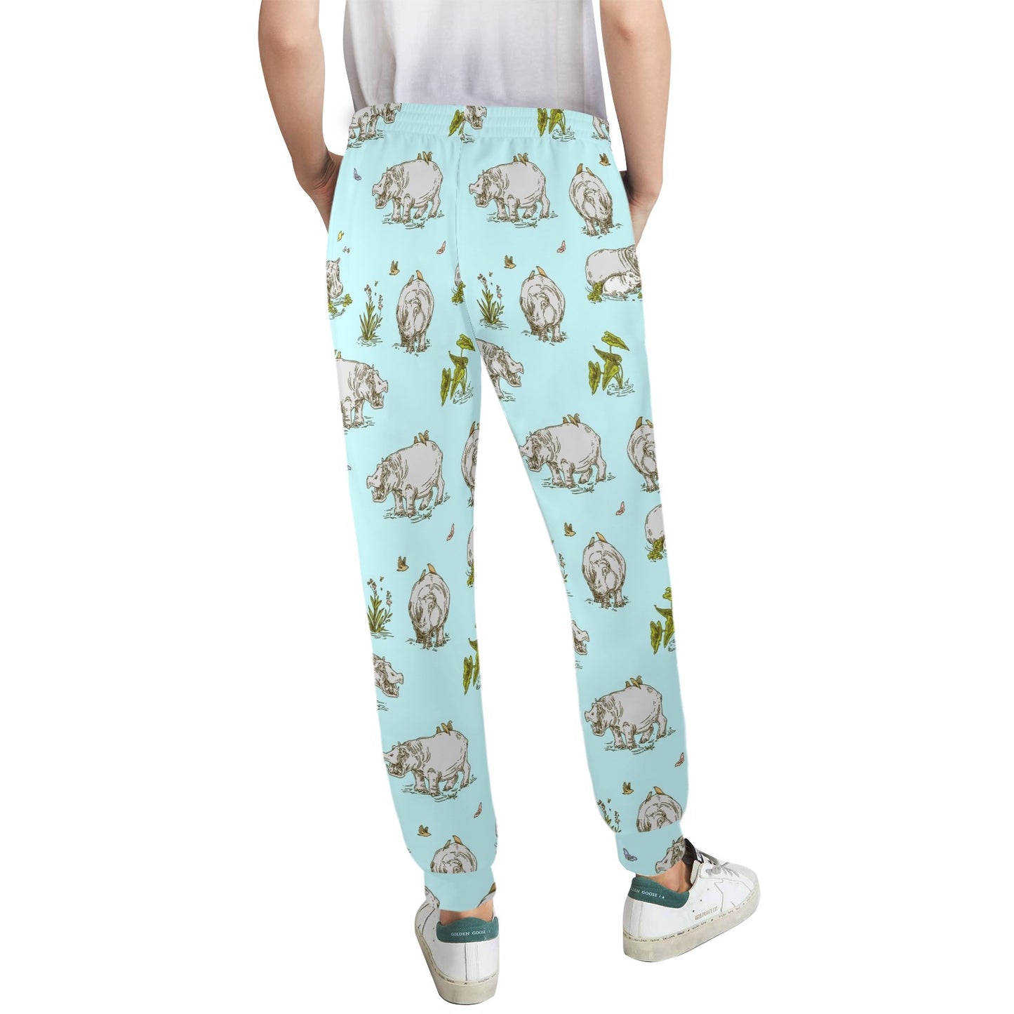 Hippo Design Print Pattern JJ0348 Women's Casual Track Pants