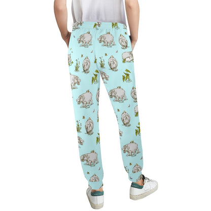 Hippo Design Print Pattern JJ0348 Women's Casual Track Pants