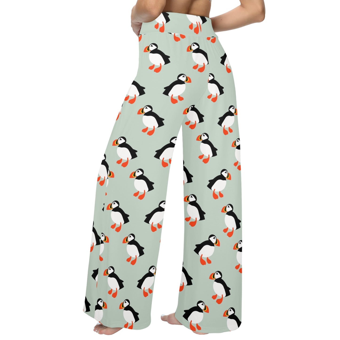 Puffin Pattern Print Design A03 Women's Wide Leg Lounge Pants