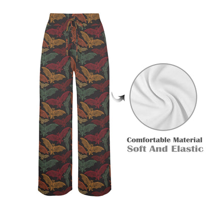 Bat Tribal Pattern Print Design 03 Women's Wide Leg Lounge Pants