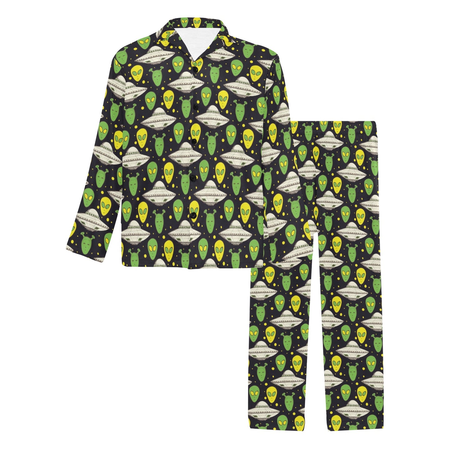Alien UFO Pattern Men's Long Pajama Set
