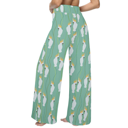 Cockatoo Pattern Print Design 01 Women's Wide Leg Lounge Pants