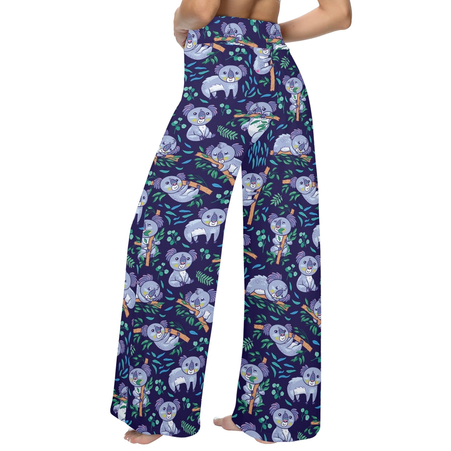 Koala Themed Design Print Women's Wide Leg Lounge Pants