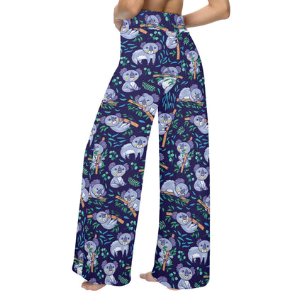 Koala Themed Design Print Women's Wide Leg Lounge Pants