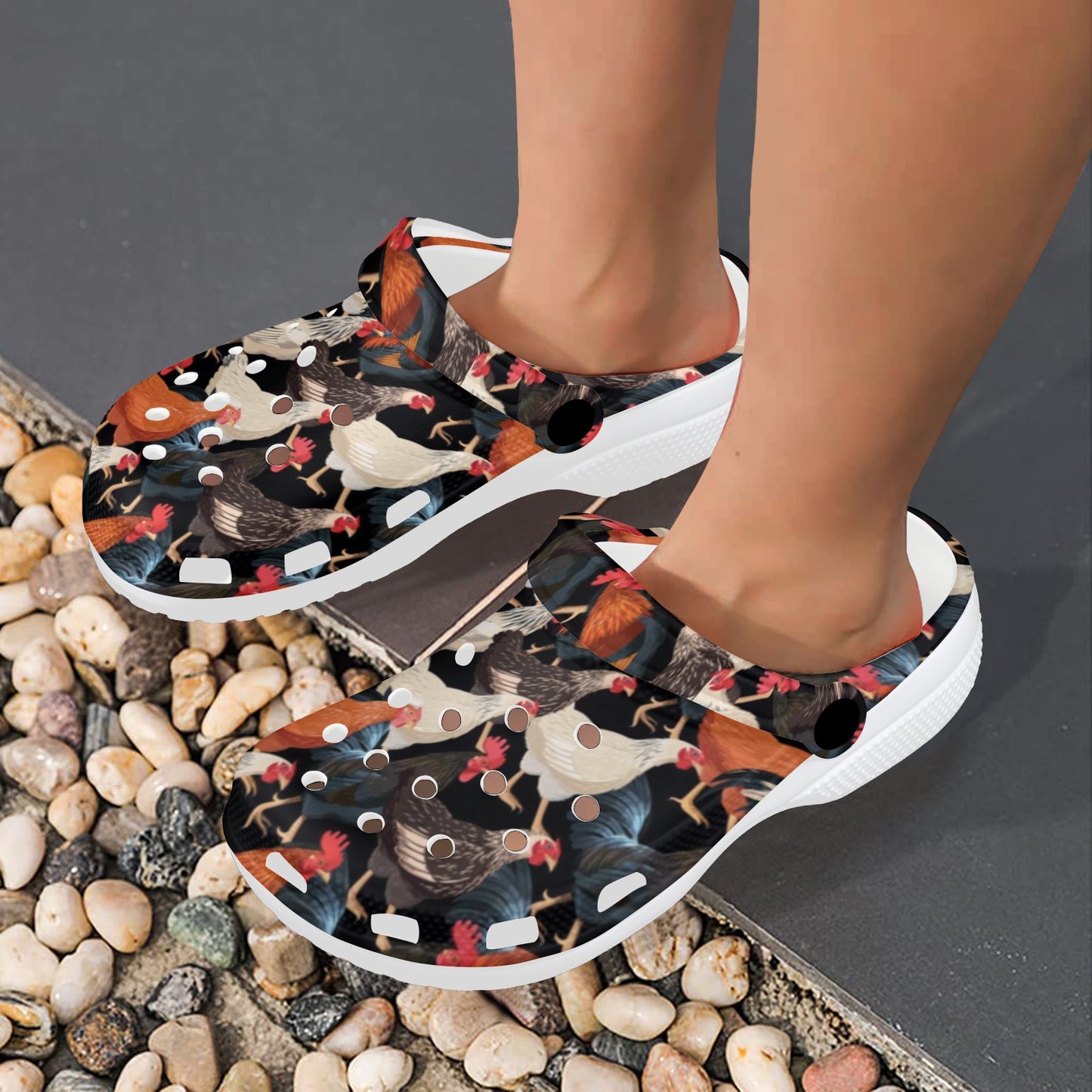 Chicken Print Pattern Unisex Clogs Shoes
