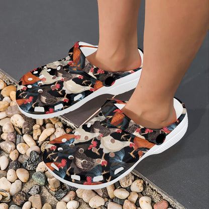 Chicken Print Pattern Unisex Clogs Shoes