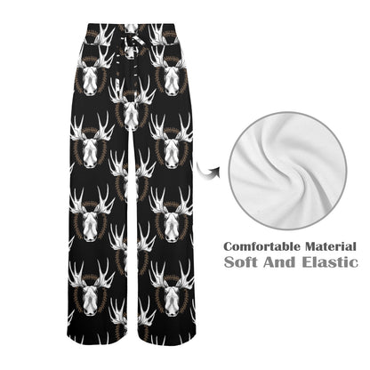 Moose Pattern Print Design 02 Women's Wide Leg Lounge Pants