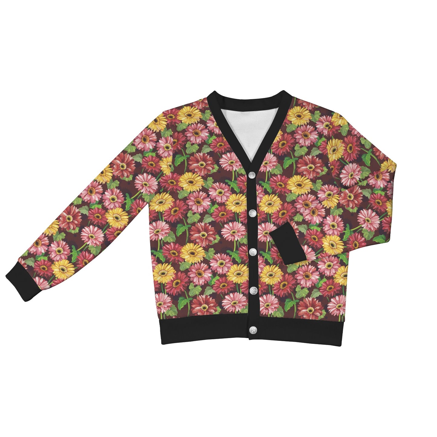 Daisy Gerbera Print Pattern Women's Cardigan