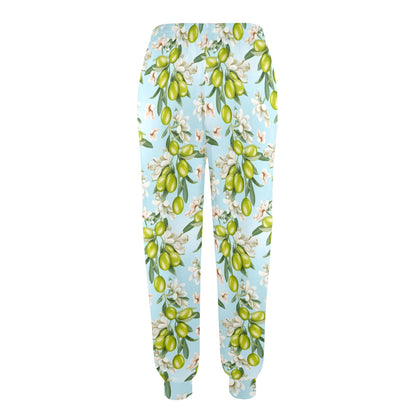 Elegant Olive Floral Print Women's Casual Track Pants